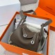 에르메스 Hermes Mini Lindy 19cm TC 18 Etoupe/silver