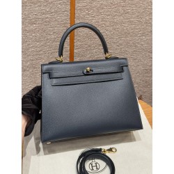 에르메스 Hermes Kelly 25cm Epsom 2z Blue nuit/gold