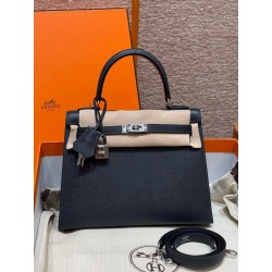 에르메스 Hermes Kelly 25cm Epsom 2z Blue nuit/silver