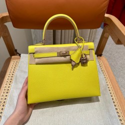 에르메스 Hermes Kelly 25cm Epsom 9R Lime/Rose gold