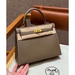 에르메스 Hermes Kelly 25cm Epsom 18 Etoupe/gold