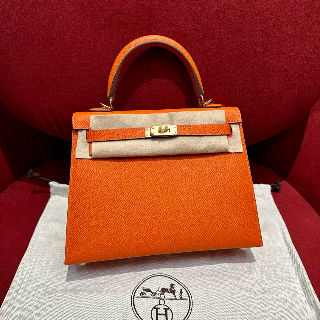 에르메스 Hermes Kelly 25cm Epsom 93 Orange/gold