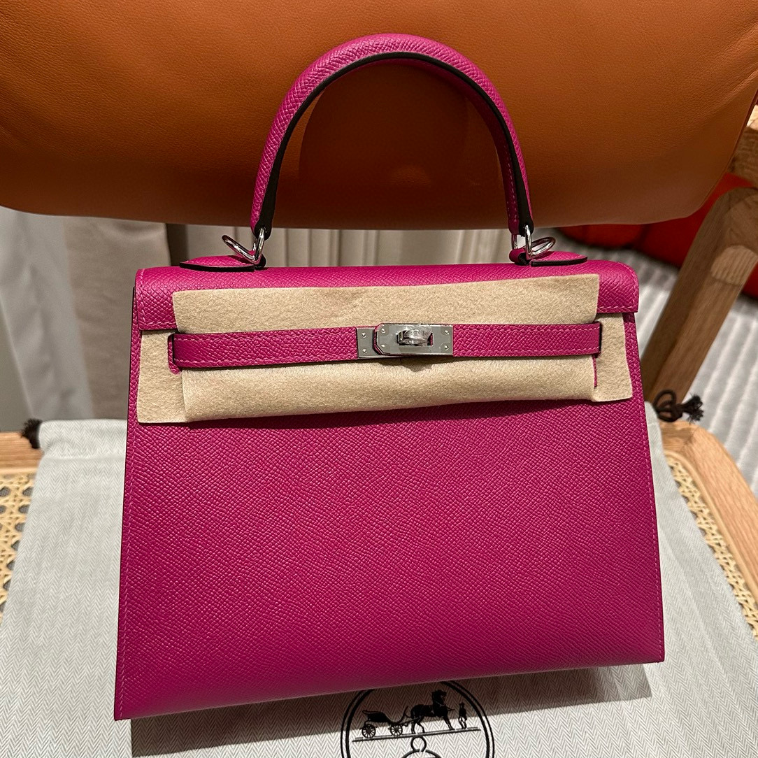 에르메스 Hermes Kelly 25cm Epsom L3 Rose Purple/silver