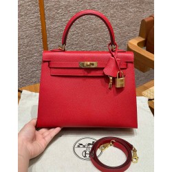 에르메스 Hermes Kelly 25cm Epsom Q5 Rouge casaque/gold