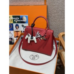 에르메스 Hermes Kelly 25cm Epsom Q5 Rouge casaque/silver