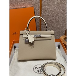 에르메스 Hermes Kelly 25cm Epsom S2 Trench and i2 Nata/silver