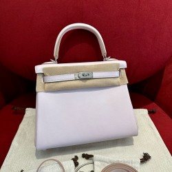 에르메스 Hermes Kelly 25cm Swift 09 Mauve pale/silver