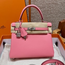 에르메스 Hermes Kelly 25cm Swift K4 Rose Ete/silver
