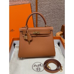 에르메스 Hermes Kelly 25cm Togo 1H Toffee/gold