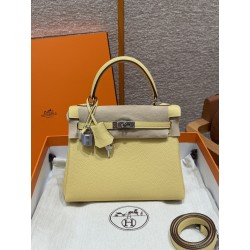 에르메스 Hermes Kelly 25cm Togo 1Z Jaune Poussin and 5P Pink/silver