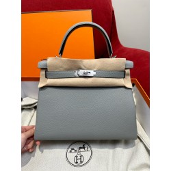에르메스 Hermes Kelly 25cm Togo 4Z Girs Mouette/silver