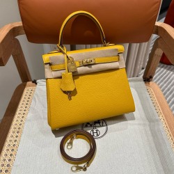 에르메스 Hermes Kelly 25cm Togo 9D Jaune ambre/gold
