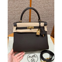 에르메스 Hermes Kelly 25cm Togo 47 Chocolat/gold