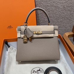에르메스 Hermes Kelly 25cm Togo 81 Girs tourterlle/gold