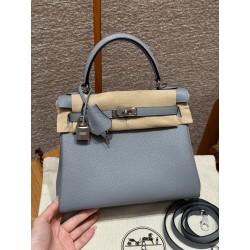 에르메스 Hermes Kelly 25cm Togo J7 Blue lin/silver