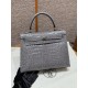 에르메스 Hermes Kelly 25cm Bright faced American Alligator 0W Girs neve/gold