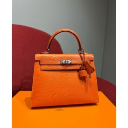 에르메스 Hermes Kelly 25cm Lizard 93 Orange/silver