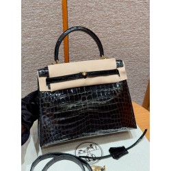 에르메스 Hermes Kelly 25cm Niloticus 89 Noir/gold