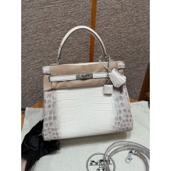 에르메스 Hermes Kelly 25cm Niloticus Himalaya/silver