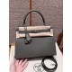 에르메스 Hermes Kelly 28cm Chèvre 0L Girs Meyer/silver