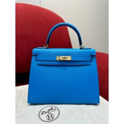 에르메스 Hermes Kelly 28cm Epsom 0F Blue Frida/gold
