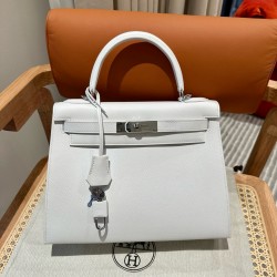 에르메스 Hermes Kelly 28cm Epsom 01 Blanc/silver