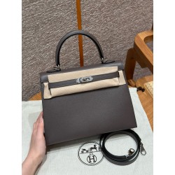 에르메스 Hermes Kelly 28cm Epsom 8F Etain/silver
