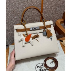 에르메스 Hermes Kelly 28cm Epsom 10 Craie and 37 Gold/silver