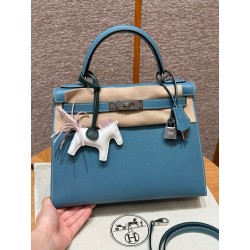 에르메스 Hermes Kelly 28cm Epsom 75 Blue Jean/silver