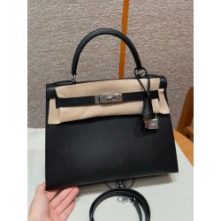 에르메스 Hermes Kelly 28cm Epsom 89 Noir/silver