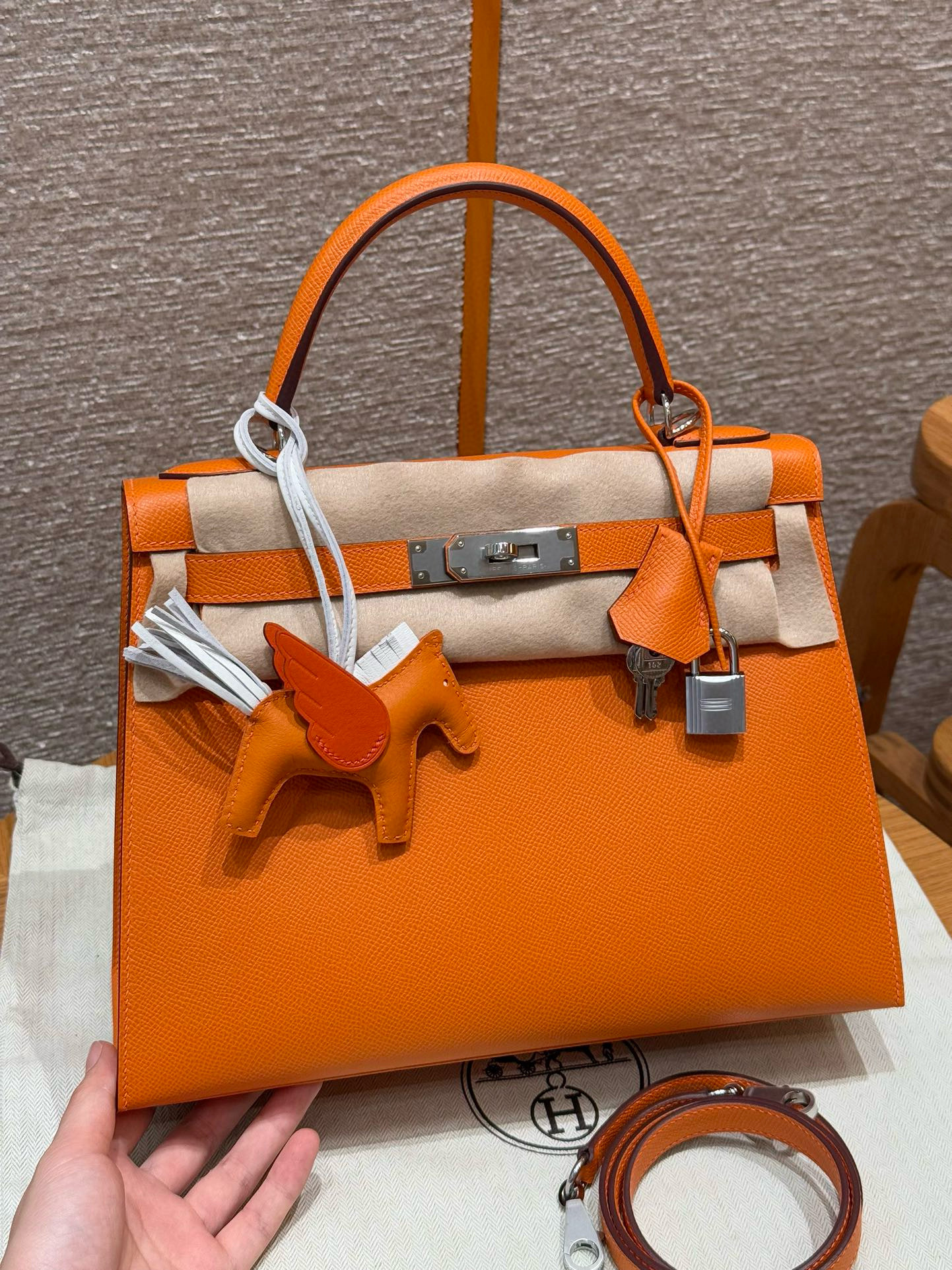 에르메스 Hermes Kelly 28cm Epsom 93 Orange/silver