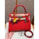 에르메스 Hermes Kelly 28cm Epsom S3 Rouge Coeur/silver
