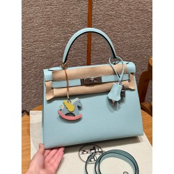 에르메스 Hermes Kelly 28cm Epsom U2 Blue zephyz/silver