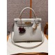 에르메스 Hermes Kelly 28cm Evercolor 80 Pearl Gray/gold
