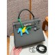 에르메스 Hermes Kelly 28cm Togo 0L Gris Mayer/silver