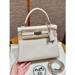 에르메스 Hermes Kelly 28cm Togo 10 Craie/silver
