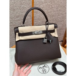 에르메스 Hermes Kelly 28cm Togo 47 Chocolat/silver