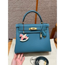 에르메스 Hermes Kelly 28cm Togo 75 Blue jean/gold