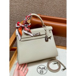 에르메스 Hermes Kelly 28cm Togo 80 Panrl Gray/silver