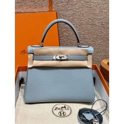 에르메스 Hermes Kelly 28cm Togo J7 Blue Lin/silver