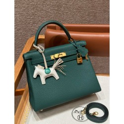 에르메스 Hermes Kelly 28cm Togo Z6 Malachite/gold