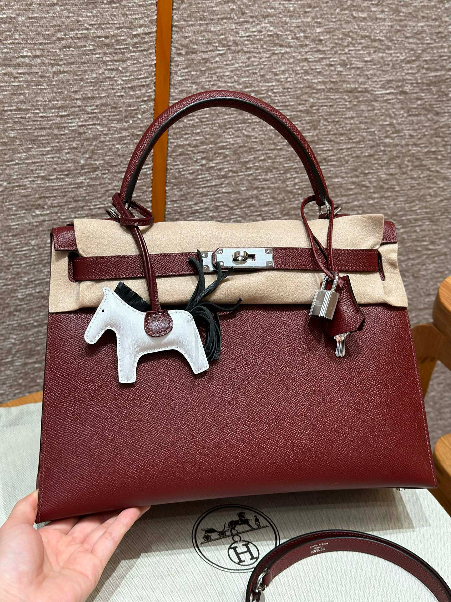 에르메스 Hermes Kelly 32cm Epsom 55 Rouge H/silver