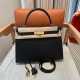 에르메스 Hermes Kelly 32cm Epsom 89 Noir/gold