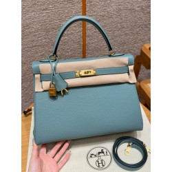 에르메스 Hermes Kelly 32cm Togo 7G Ciel/gold