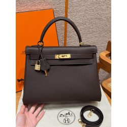 에르메스 Hermes Kelly 32cm Togo 47 Chocolat/gold