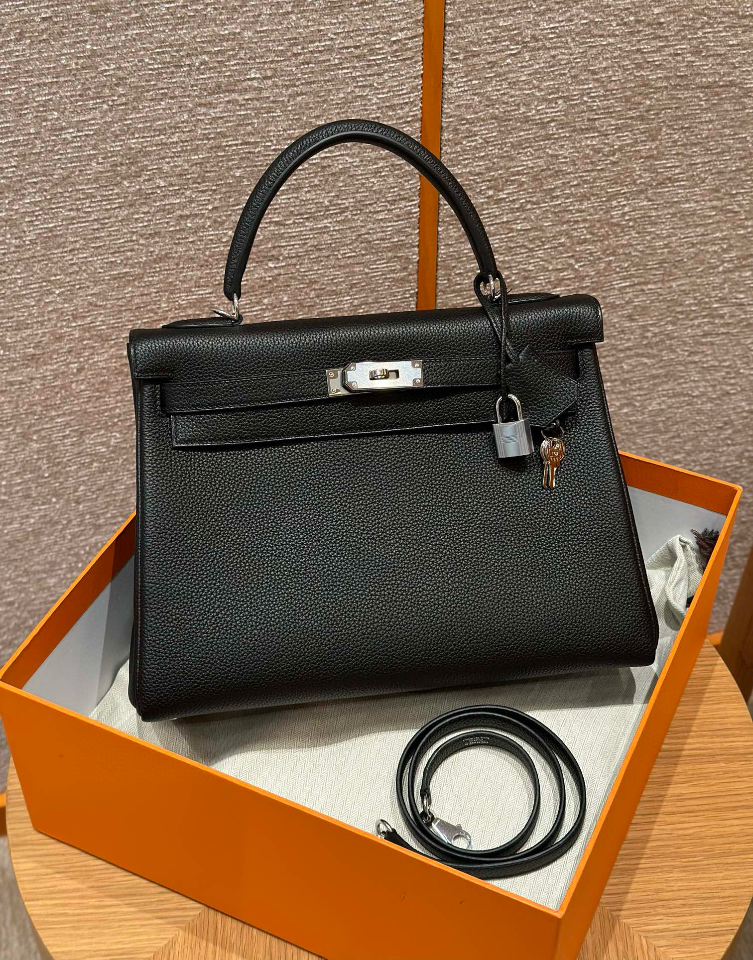 에르메스 Hermes Kelly 32cm Togo 89 Noir/silver