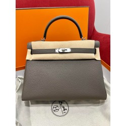 에르메스 Hermes Kelly 32cm Togo M8 Girs Asphalte/silver