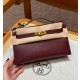 에르메스 Hermes Kelly Pochette 22cm Box 55 Rouge H/gold
