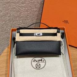 에르메스 Hermes Kelly Pochette 22cm Epsom 89 Noir/silver