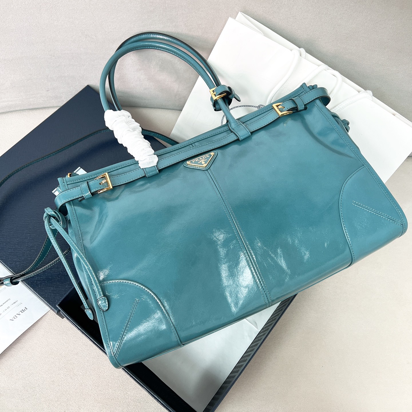 프라다 Prada 1BA433 LuxSoft 탑 핸들백 38CM